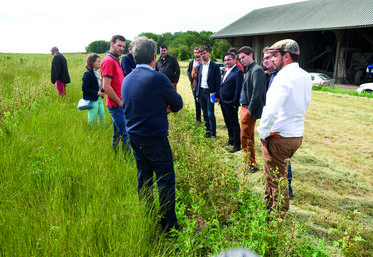 Le 2 juin, à Fresnay-le-Gilmert. La discussion avec les candidats aux législatives s'est poursuivie par une visite de l'exploitation de Victor Popot.