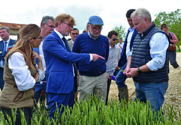 Le 9 juin, à Prunay-en-Yvelines. Le ministre de l'Agriculture, Marc Fesneau, est venu constater les dégâts provoqués par la grêle dans le sud-Yvelines.