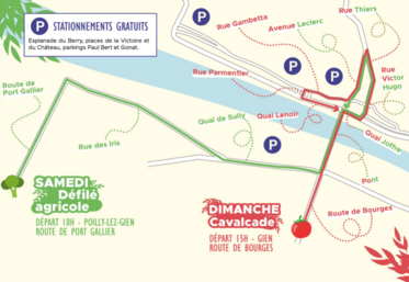 Les circuits détaillés des événements du week-end des 30 et 31 juillet. En vert pour le samedi et en rouge pour le dimanche.