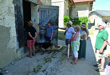 Le 2 août à Champigny-en-Beauce. Gwenola Roger, exploitante agricole de la Ferme de la Fontaine, construite par François-Philibert Dessaignes au XIXe siècle, présente ce joyau architectural.