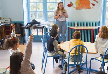 Le 25 octobre, à Chartres. Au travers de quiz, de jeux et de l'exposition de Jeunes agriculteurs, Leslie Pichereau a fait découvrir l'agriculture aux enfants du Rigeard.