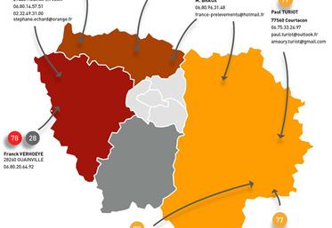 Carte des préleveurs disponibles pour recueillir les échantillons.