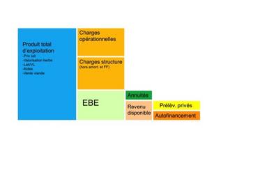 Schéma permettant de faire le lien entre différents critères économiques. 