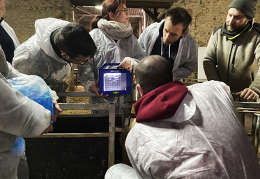 Jeudi 23 novembre, à Douchy-Montcorbon. Les étudiants étaient sur un chantier échographique afin de se familiariser avec l'appareil.
