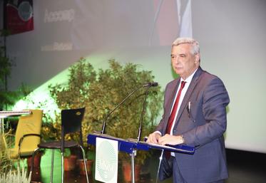 Jean-François Parigi,  président du conseil départemental de Seine-et-Marne lors de l'assemblée générale de la FDSEA 77 le 30 mai 2023 à Provins.