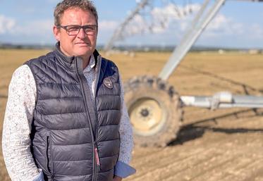 Le 22 mai, à Chuisnes. Le nouveau président de l'AIEL, Aymeric Souchet, est bien décidé à défendre l'irrigation.
