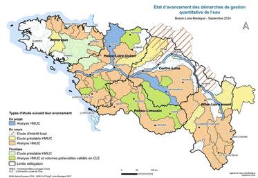 32 études HMUC sont en cours sur le bassin Loire-Bretagne et 8 sont en projet, soit 85 % du territoire couvert.