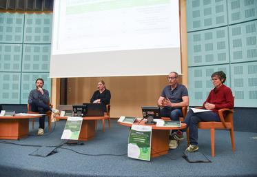 Lundi 2 décembre, à Chartres. Trois agronomes de la Chambre, Jean-Baptiste Gratecap, Thomas Gaujard et Patricia Huet (de g. à d.) ont livré leurs conseils pour une campagne 2025 déjà mal engagée.