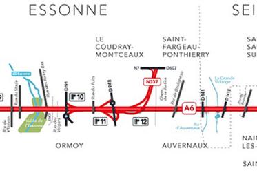 Le projet de fluidification de l'A6 concerne un tronçon de l’autoroute A6 entre Cély-en-Bière (Seine-et-Marne) et Évry-Courcouronnes (Essonne).