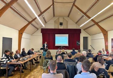 Nonville (Seine-et-Marne), mercredi 26 février. Intervention de Pierre Vancoillie, responsable metteur en marché Axéréal et pour l'UCBC.