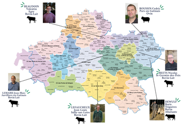 La carte des éleveurs Qualilait participant à l'opération d’immersions professionnelles.
