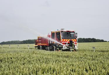 Vallangoujard (Val-d'Oise), mardi 10 juin. Le Sdis* a mené une démonstration de lutte contre les feux de chaumes.