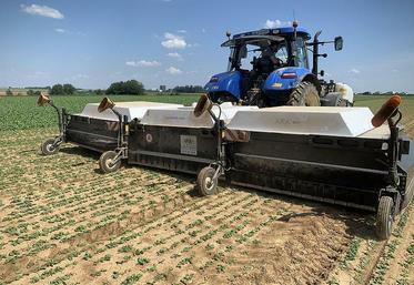 Ara, le pulvérisateur d’Ecorobotix, distingue les plantes cultivées des adventices. Il permet un traitement fongicide ou herbicide ultraprécis. 