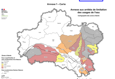 Carte des restrictions d’usage de l’eau en vigueur au 13 octobre dans le Loiret. Dix-sept bassins versants restent concernés, dont plusieurs en situation de crise hydrologique.