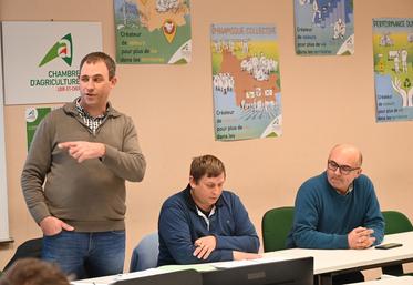 A la suite du conseil d'administration de la FNSEA 41, lundi 9 février, Bertrand Menon, membre de la FNSEA 41 (à dr.) a présenté la Fop dont il est élu avant que Benjamin Lammert, président de la fédération intervienne en visio-conférence. 