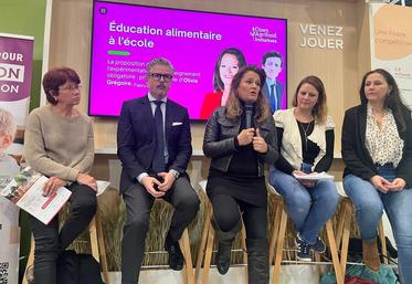 Lundi 23 février, au Salon de l’agriculture. Open Agrifood a organisé une table ronde autour de l’éducation à l’alimentation, avec la députée Olivia Grégoire (au c.).