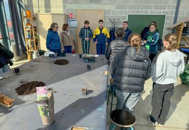 Jeudi 12 mars, à Châteaudun. Dans le cadre de l'opération Les Aventuriers du vivant, les collégiens d'Émile-Zola se sont initiés aux semis.