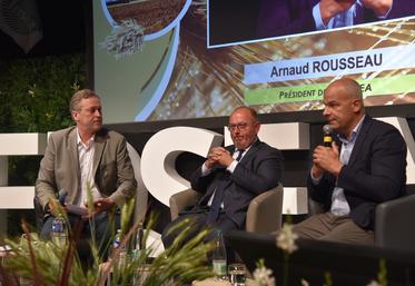 Nemours, mardi 2 juin. De g. à d. : Pascal Verrièle, Laurent Duplomb et Arnaud Rousseau.