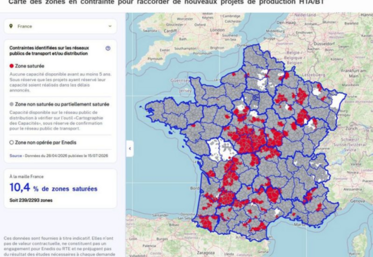En rouge, les zones saturées. En gris, celles non saturées. Consultez l'évolution de la carte via urlz.fr/veGx