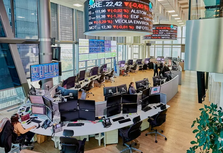 <em class="placeholder">Les bureaux de la société Euronext à Paris-La Défense qui gère les contrats à terme blé tendre, maïs et colza.</em>