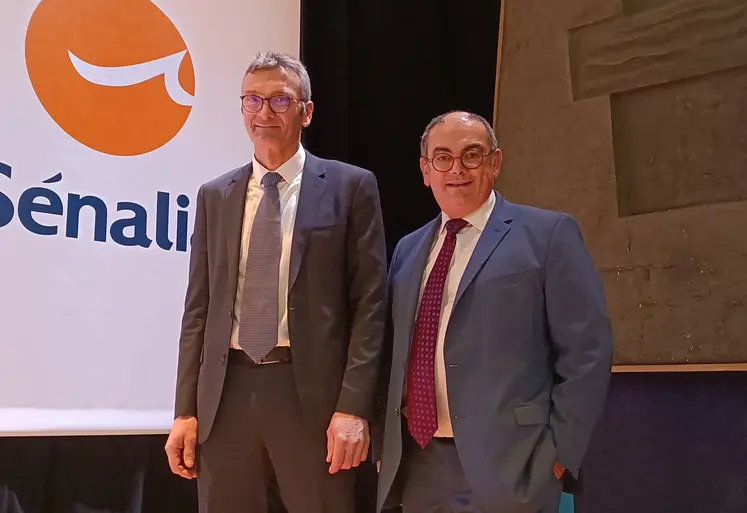 Didier Verbeke (à gauche), président de Sénalia, et Gilles Kindelberger, directeur général, lors de la réunion d'informations le 10 janvier 2025 à Paris.