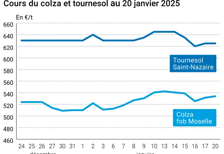 Prix du colza rendu Rouen et du tournesol rendu Saint Nazaire