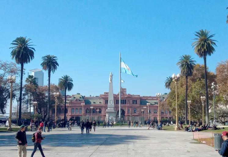 La place de Mai, à Buenos Aires, et la Casa Rosada, siège du pouvoir exécutif national.