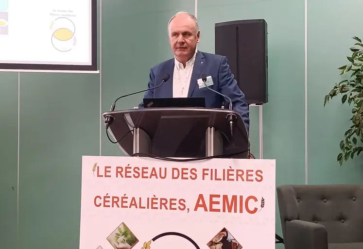 Olivier Duvernoy, président de l’Aemic, lors de son discours d’ouverture des 75es Journées techniques des industries céréalières (JTIC), les 15 et 16 octobre 2025 à Auxerre.