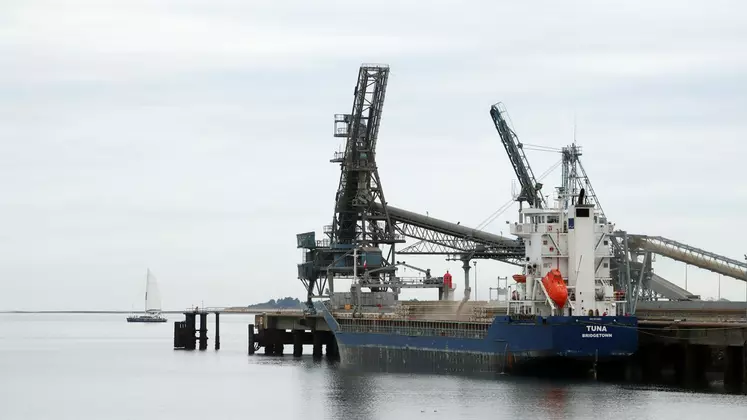 Chargement d'un navire en céréales sur le port La Rochelle