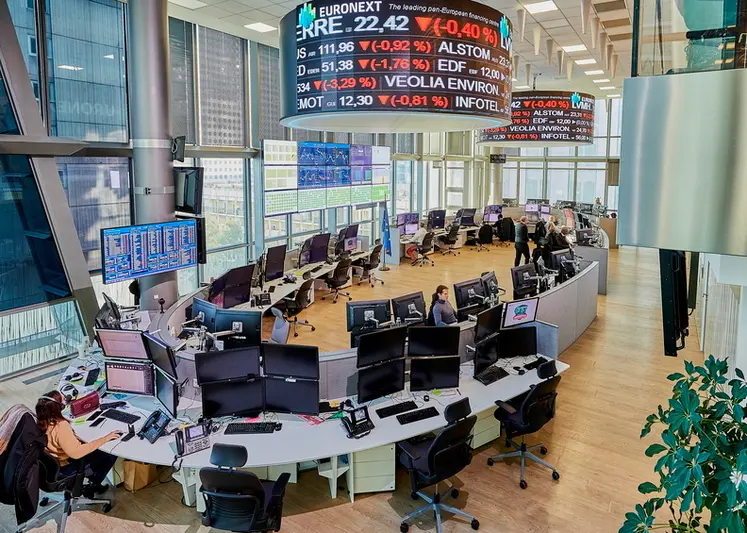 <em class="placeholder">Les bureaux de la société Euronext à Paris-La Défense qui gère les contrats à terme blé tendre, maïs et colza.</em>