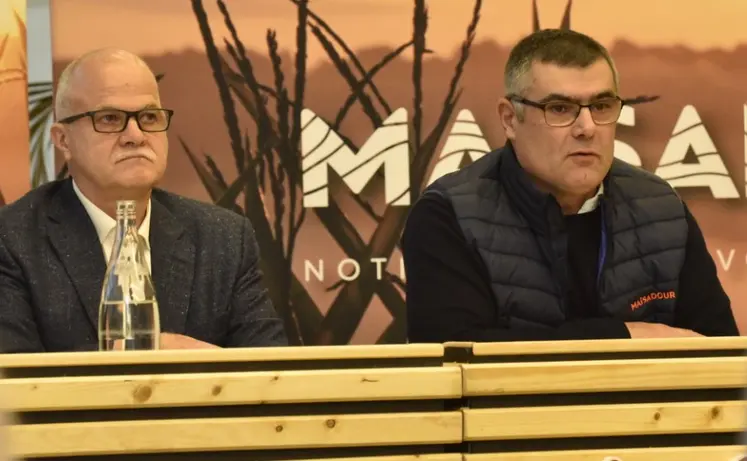 De gauche à droite, Christophe Bonno, directeur général de Maïsadour, et Daniel Peyraube, président de Maïsadour.