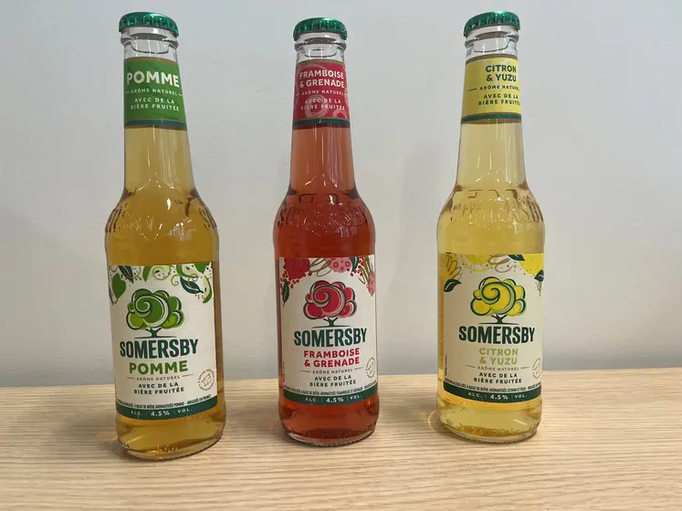 3 saveurs bière Somersby en bouteille, groupe Carslberg.