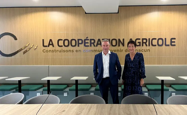 Antoine Hacard, président de La Coopération agricole - Métiers du grain et Catherine Matt, directrice
