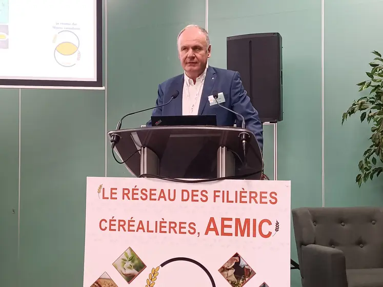 Olivier Duvernoy, président de l’Aemic, lors de son discours d’ouverture des 75es Journées techniques des industries céréalières (JTIC), les 15 et 16 octobre 2025 à Auxerre.