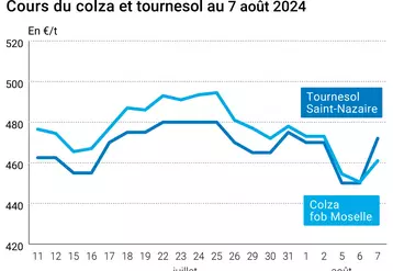 Prix du colza rendu Rouen et du tournesol rendu Saint Nazaire