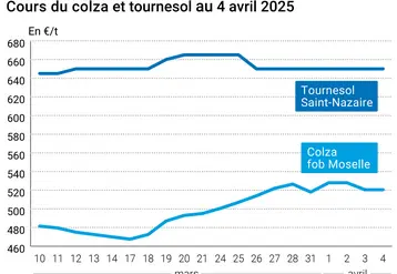 Graphique prix colza tournesol France du 4 avril 2025
