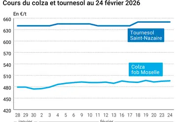 Graphique prix colza tournesol France au 24 février 2026  