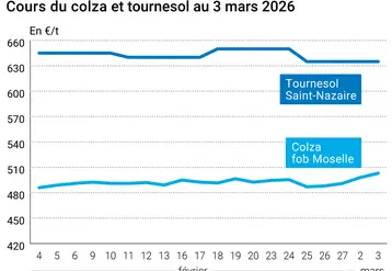 Graphique prix colza tournesol France au 3 mars 2026