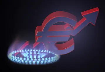 Gaz et sigle de l'euro avec flèche ascendante.