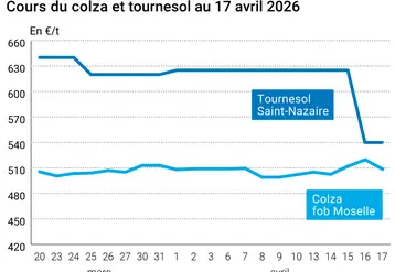 Graphique prix colza tournesol France au 17 avril 2026  