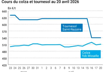 Graphique prix colza tournesol France au 20 avril 2026  
