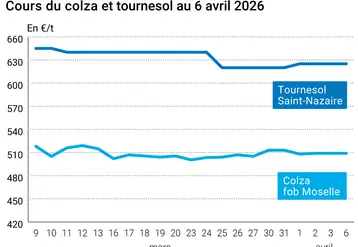 Graphique prix colza tournesol France au 6 avril 2026