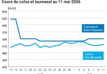 Graphique prix colza tournesol France au 11 mai 2026 