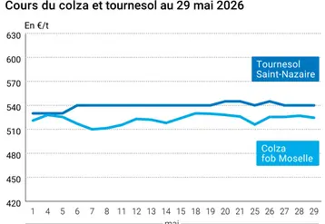 Graphique prix colza tournesol France au 29 mai 2026 