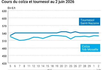 Graphique prix colza tournesol France au 2 juin 2026 