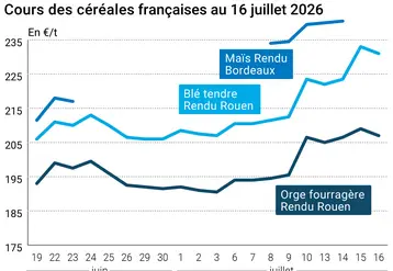 Graphique prix blé orge maïs France au 16 juillet 2026