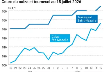 Graphique prix colza tournesol France au 8 mai 2026