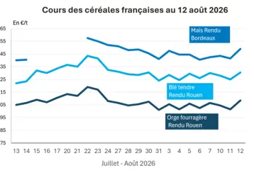 Graphique prix blé orge maïs France au 12 août 2026