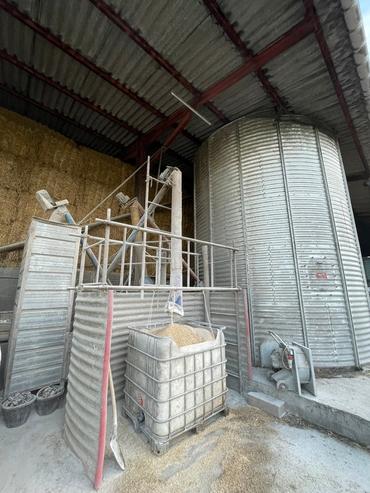 <em class="placeholder">Cellules de stockage de céréales et aplatisseur pour autoconsommation à la ferme. </em>