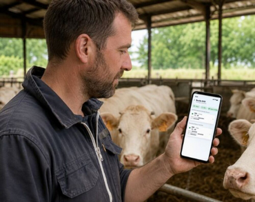 <em class="placeholder">Éleveur regardant son application Pilot'Elevage Vaccination</em>